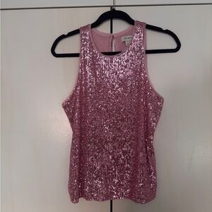 NWOT On 34th Pink Sequin Sleeveless Top